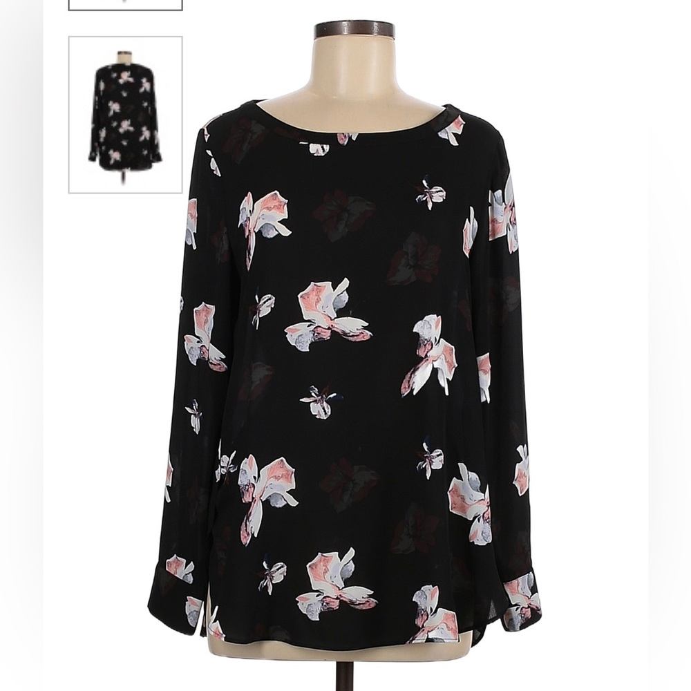Banana Republic Black and Pink Floral Top